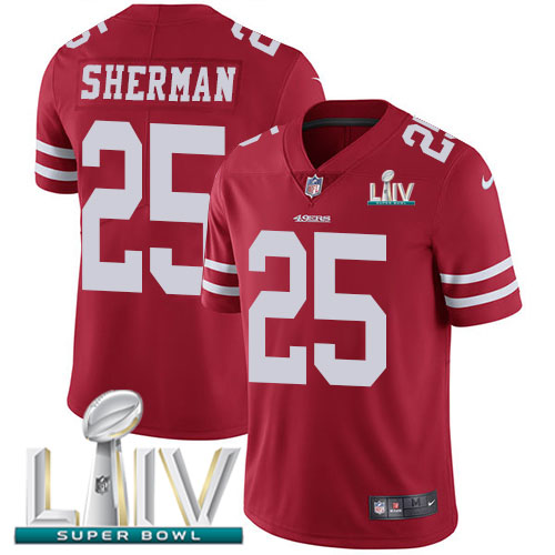 San Francisco 49ers Nike 25 Richard Sherman Red Super Bowl LIV 2020 Team Color Men Stitched NFL Vapor Untouchable Limited Jersey